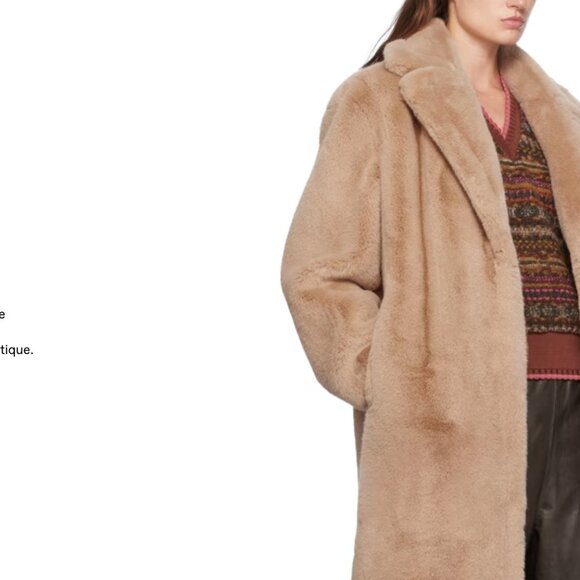 Stand Studio Beige Maria Faux-Fur Coat  Size Small - Picture 7 of 10